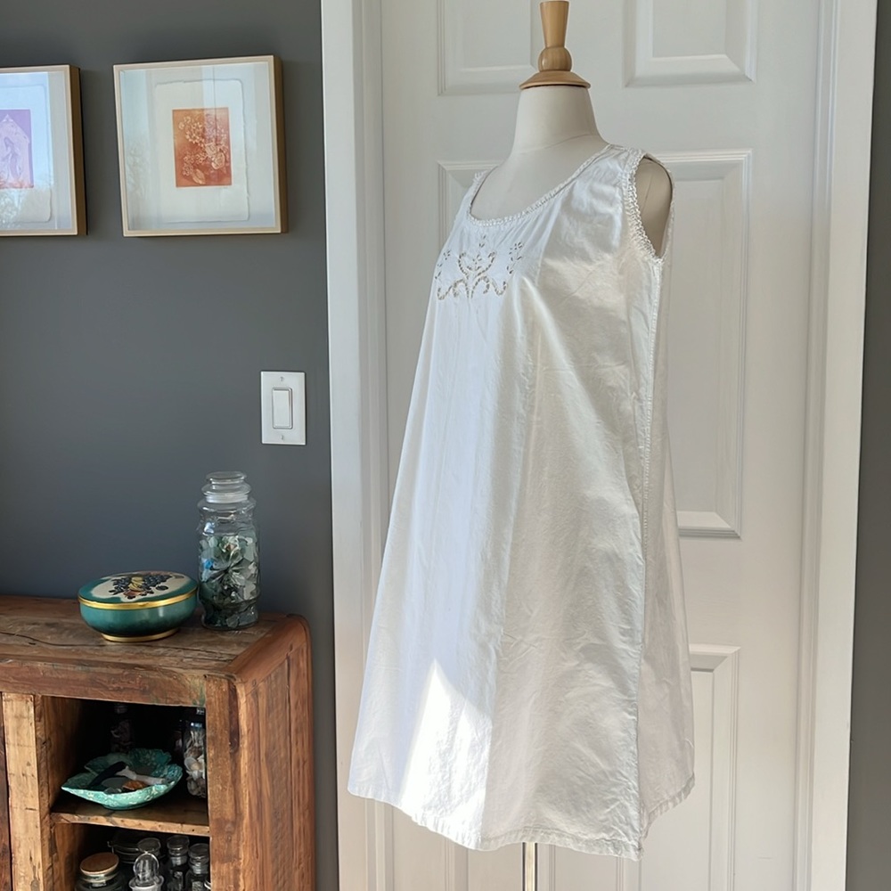 Antique Italian open embroidered floral cotton chemise/ dress